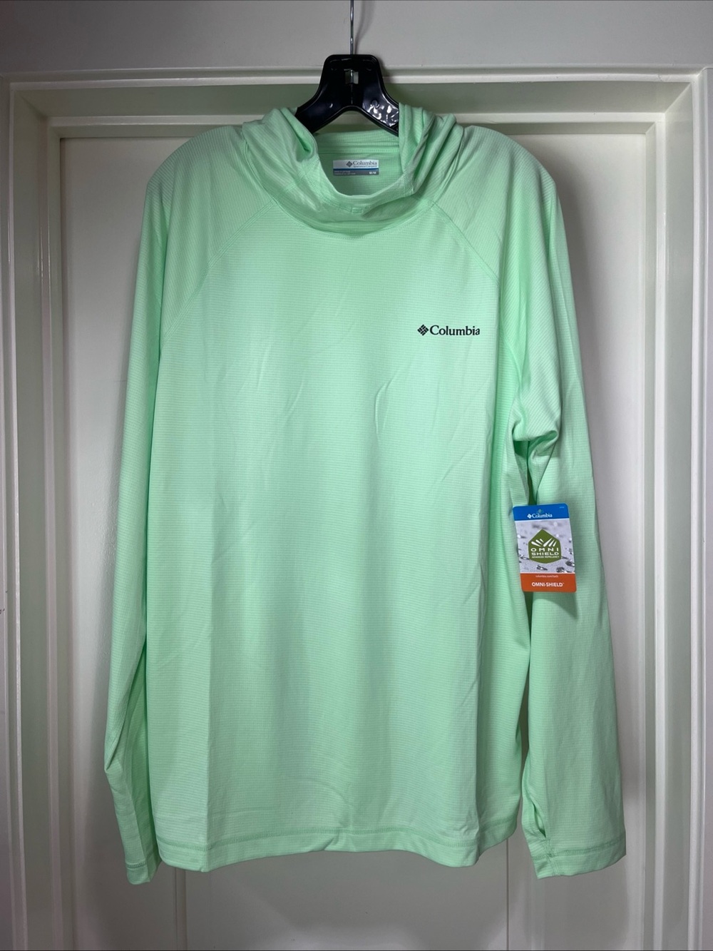 Mens Medium Columbia Bountiful Pike EXS Lightweight Hoodie Mint Green Shirt New